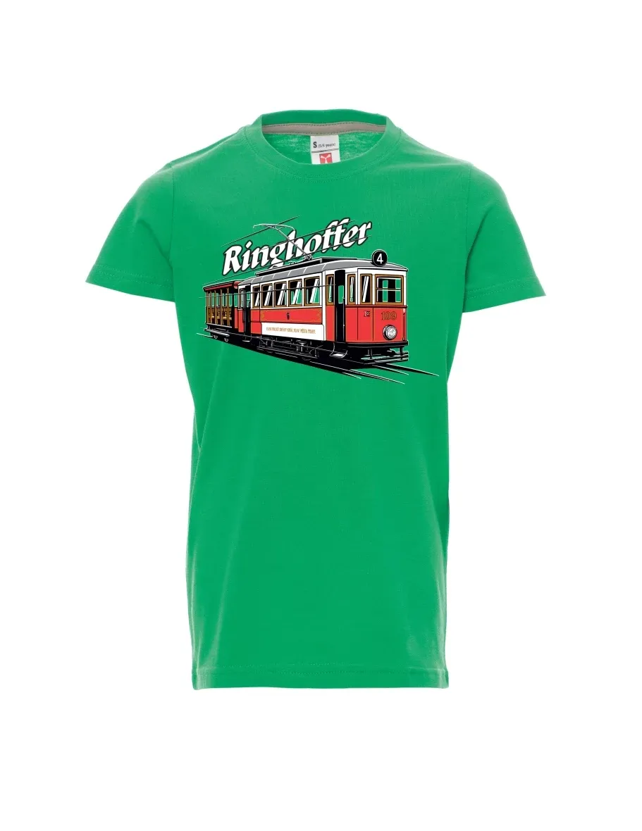 Zelené dětské tričko Tramvaj Ringhoffer