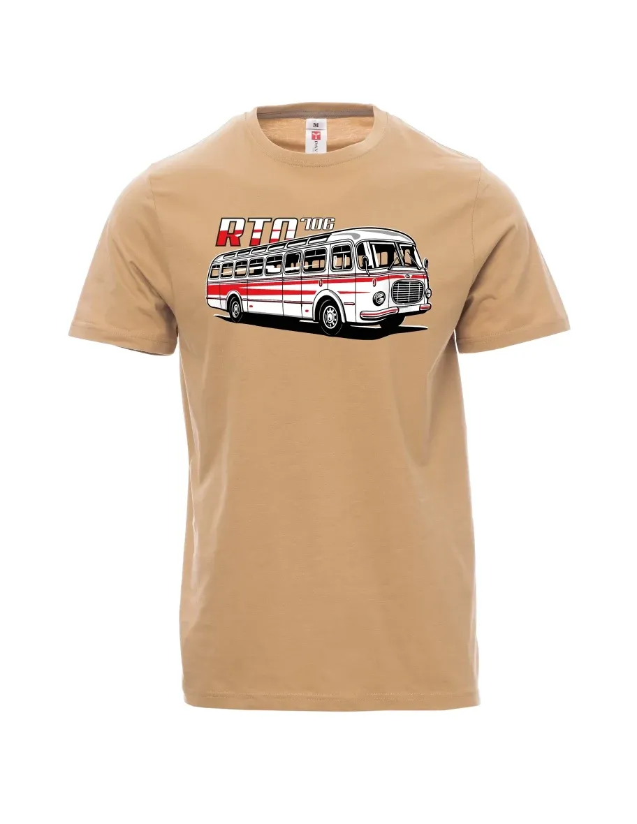 Hnědé pánské tričko Autobus RTO 706