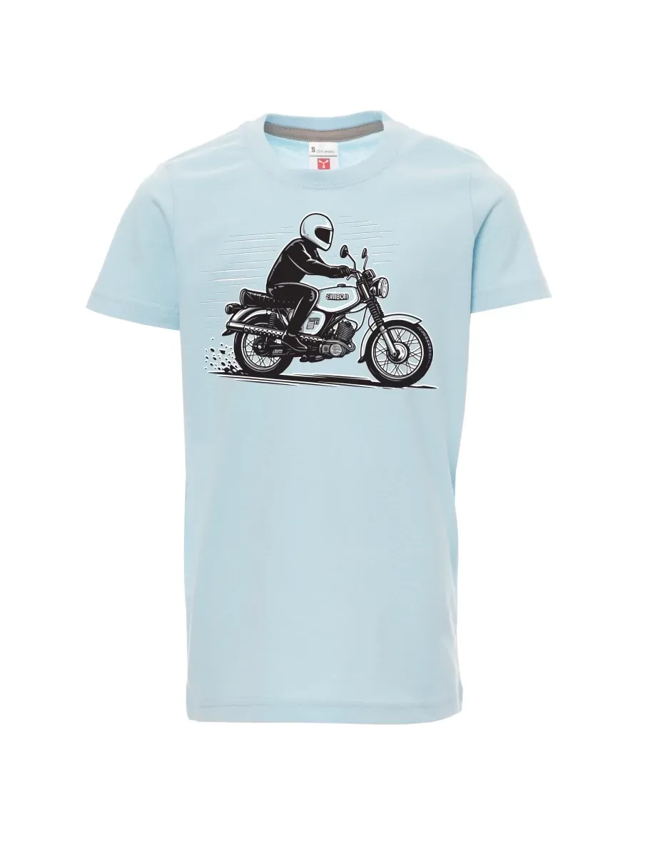 Bledě modré dětské tričko Motorka Enduro S51