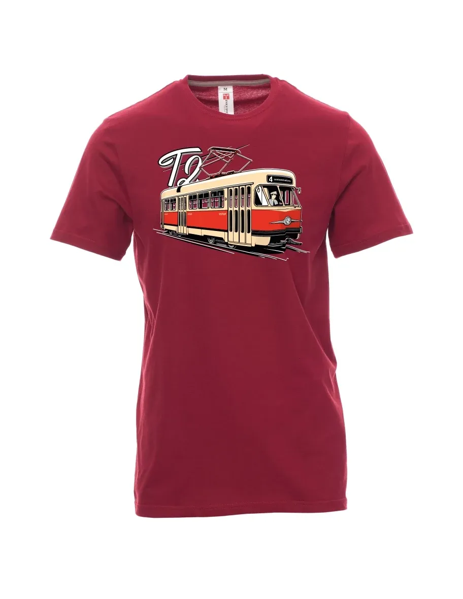 Tmavě červené pánské tričko Tramvaj T2