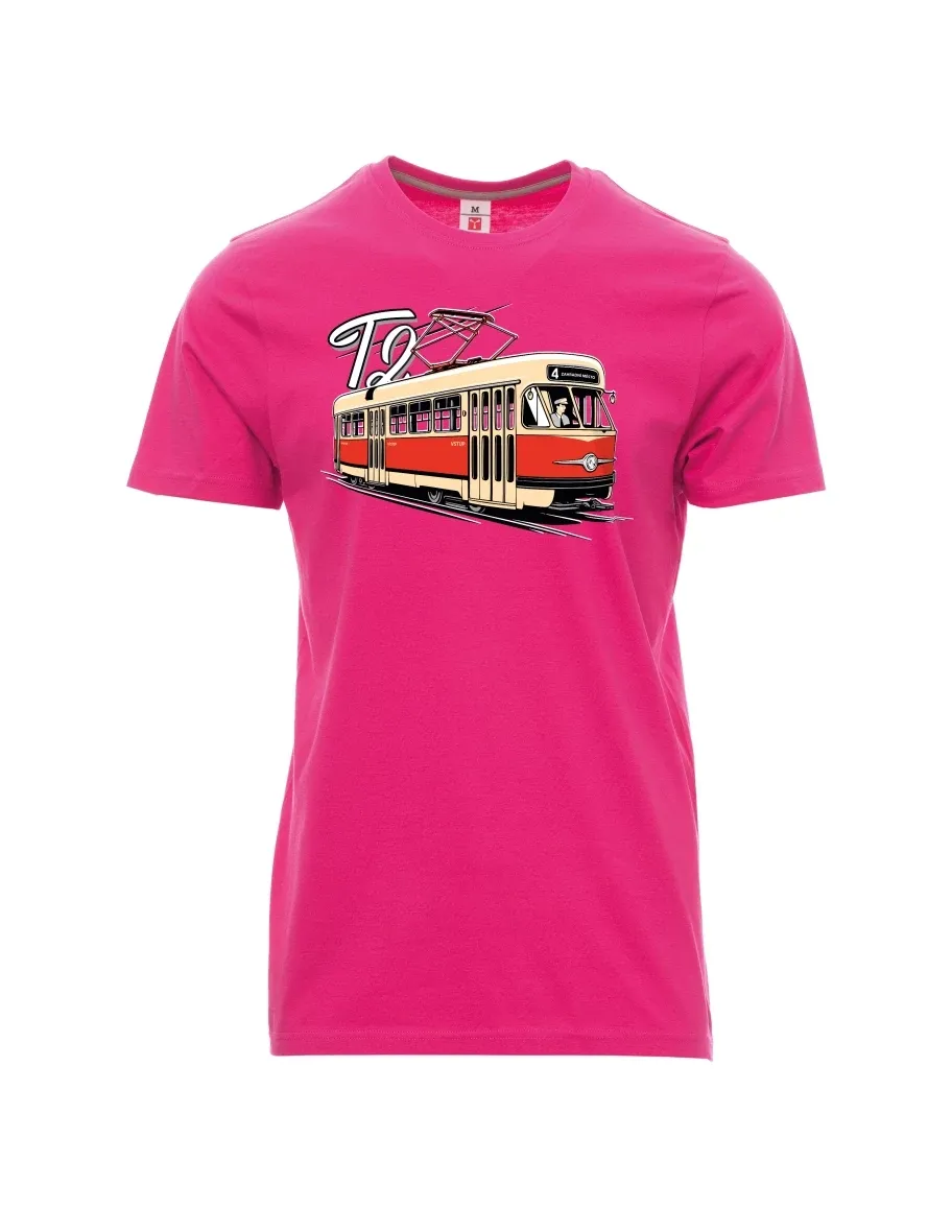 Růžové pánské tričko Tramvaj T2