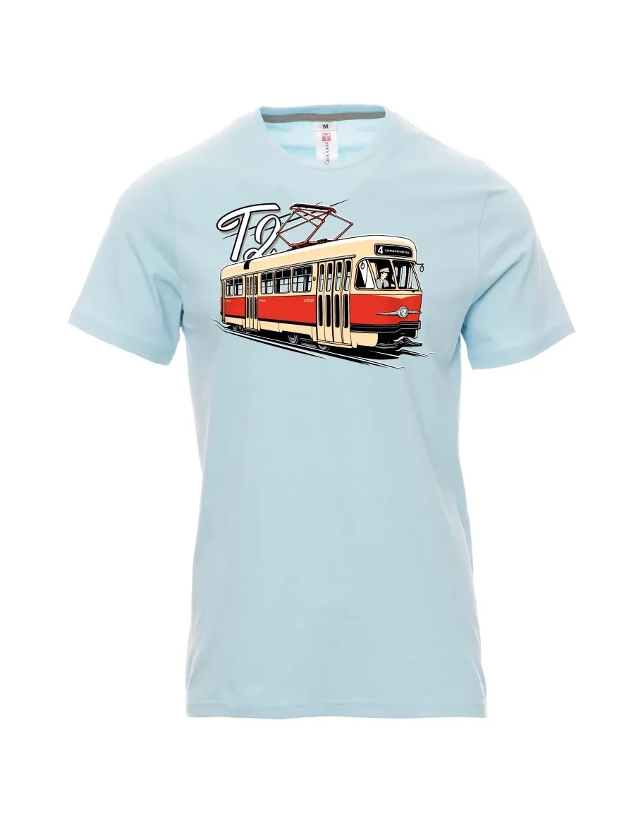 Bledě modré pánské tričko Tramvaj T2