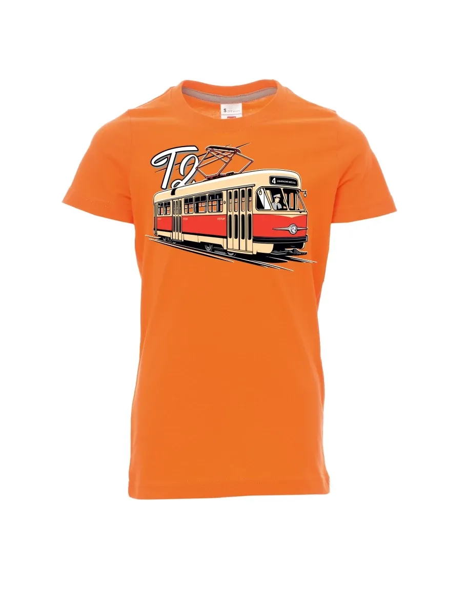 Oranžové dětské tričko Tramvaj T2