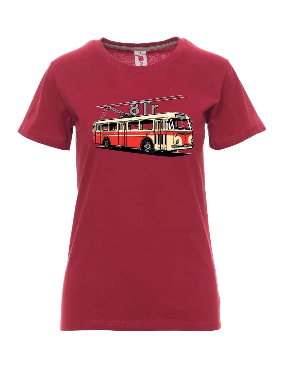 Bordó dámské tričko Trolejbus 8Tr