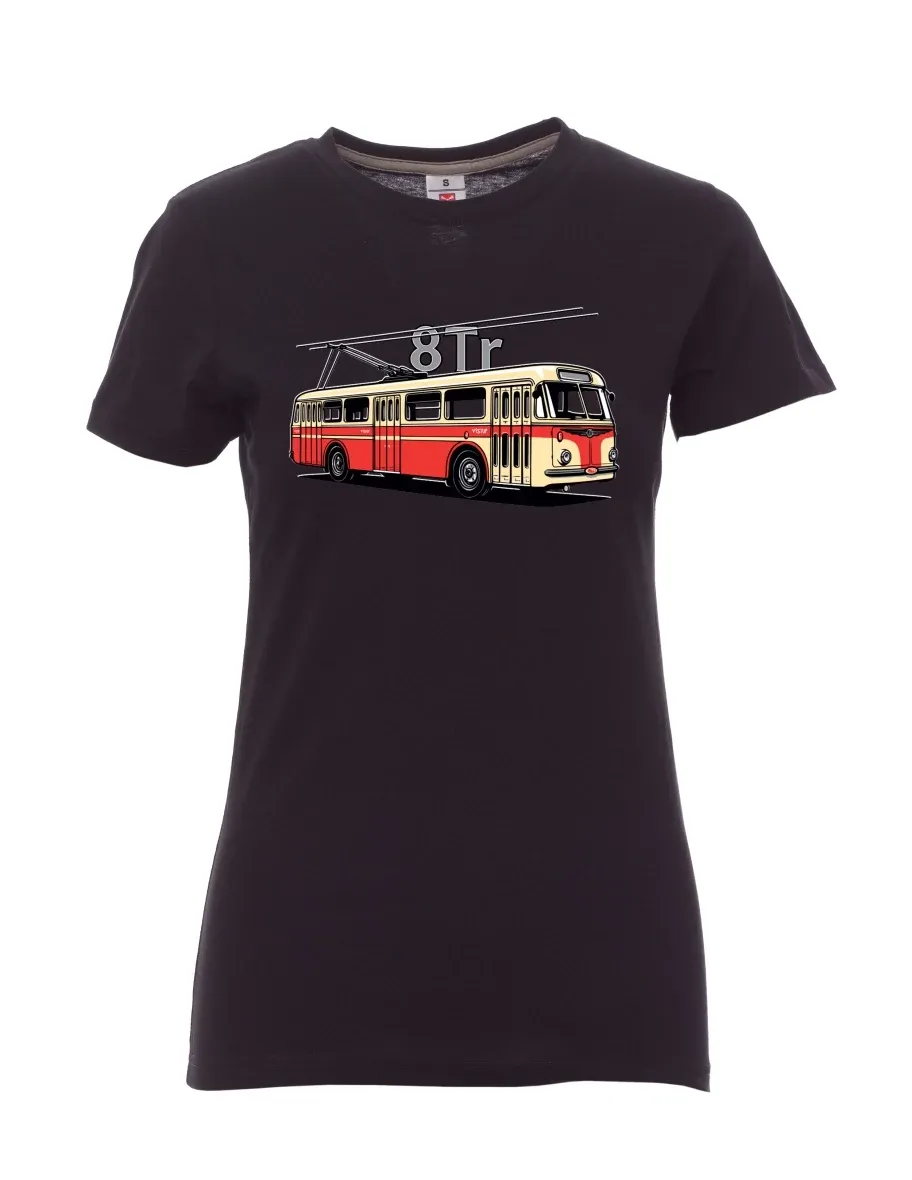 Černé dámské tričko Trolejbus 8Tr