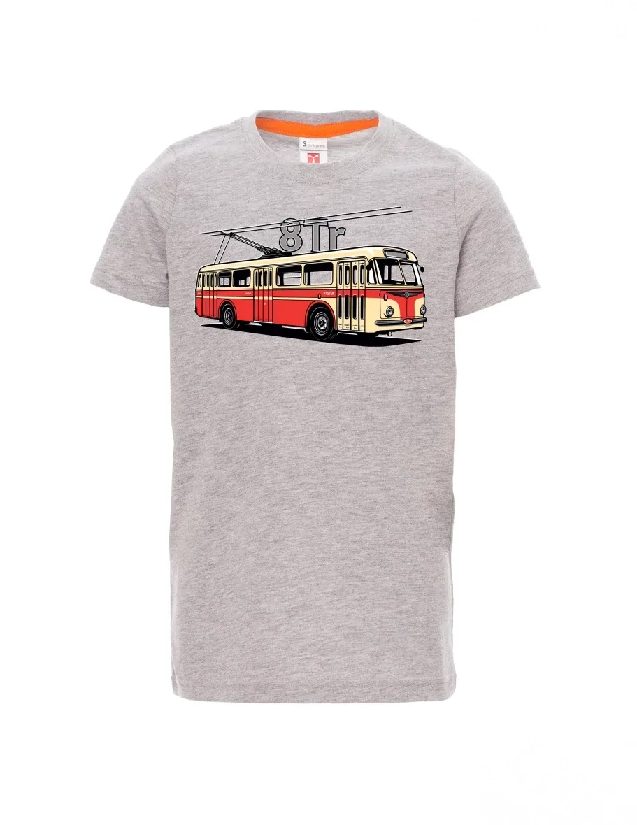 Šedý melír dětské tričko Trolejbus 8Tr