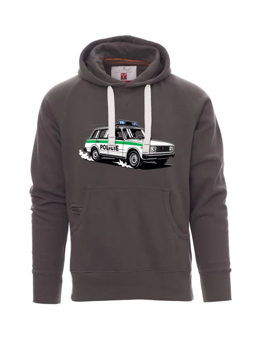 Šedá pánská mikina Automobil VAZ 2104 POLICIE
