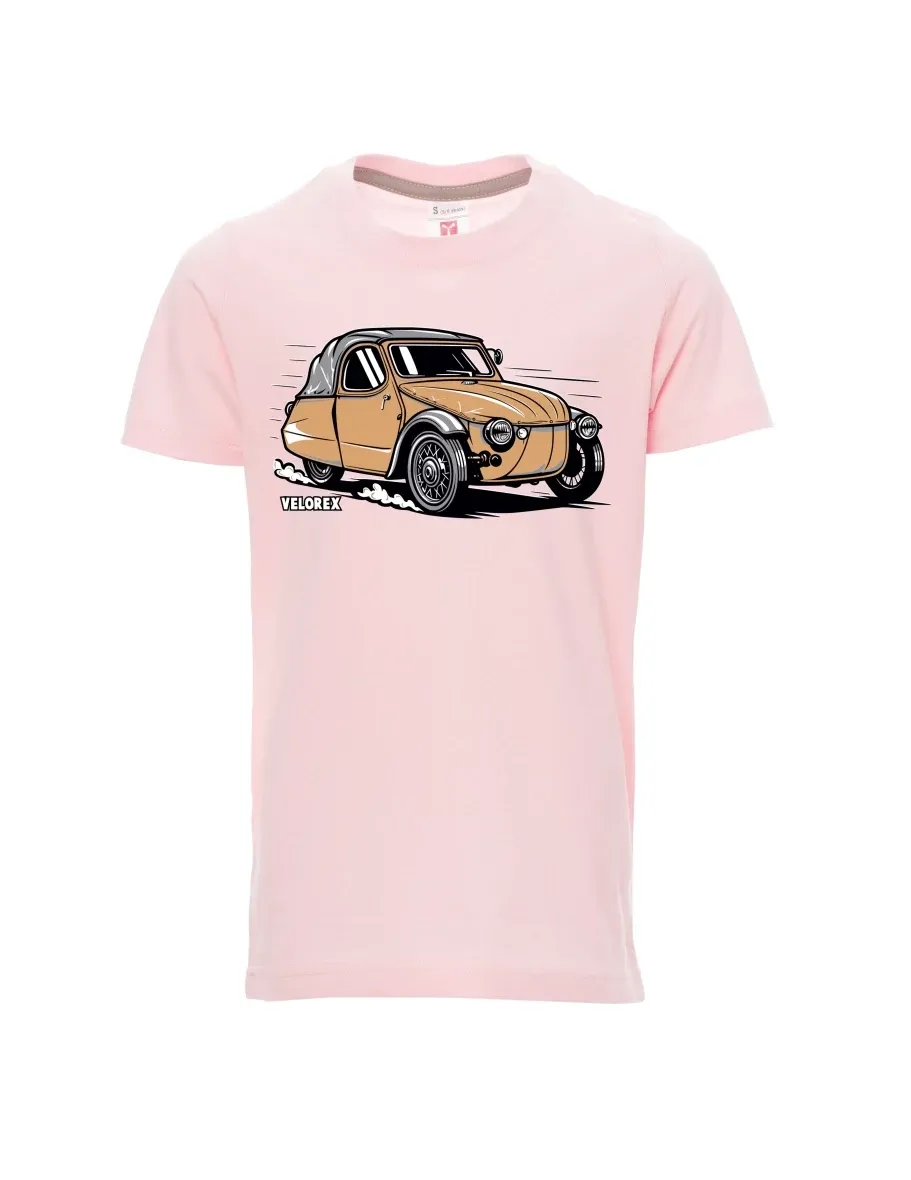 Světle růžové dětské tričko Automobil Velorex