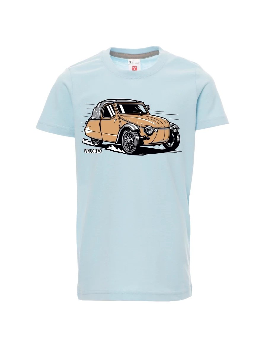 Bledě modré dětské tričko Automobil Velorex