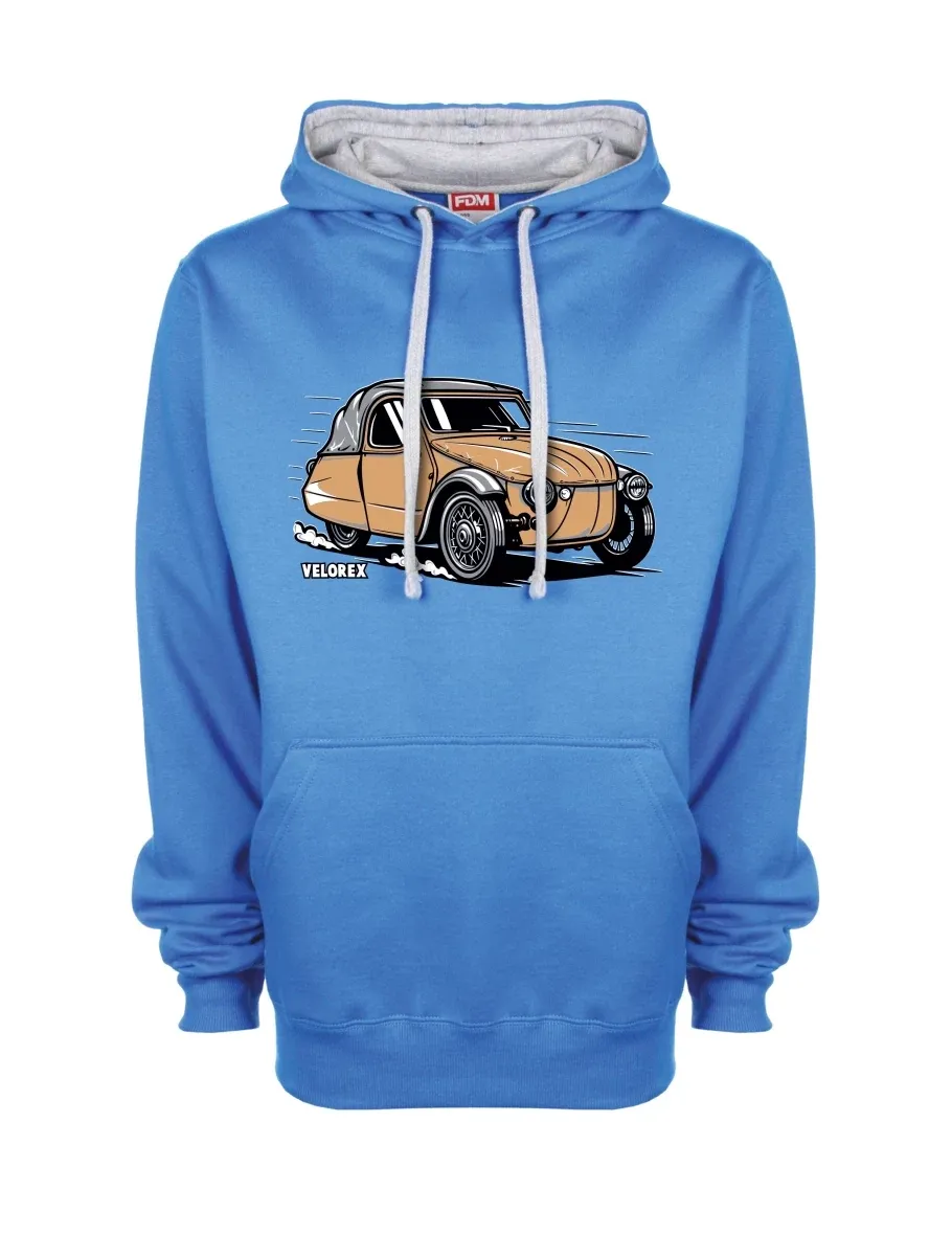Šedo-modrá mikina Automobil Velorex