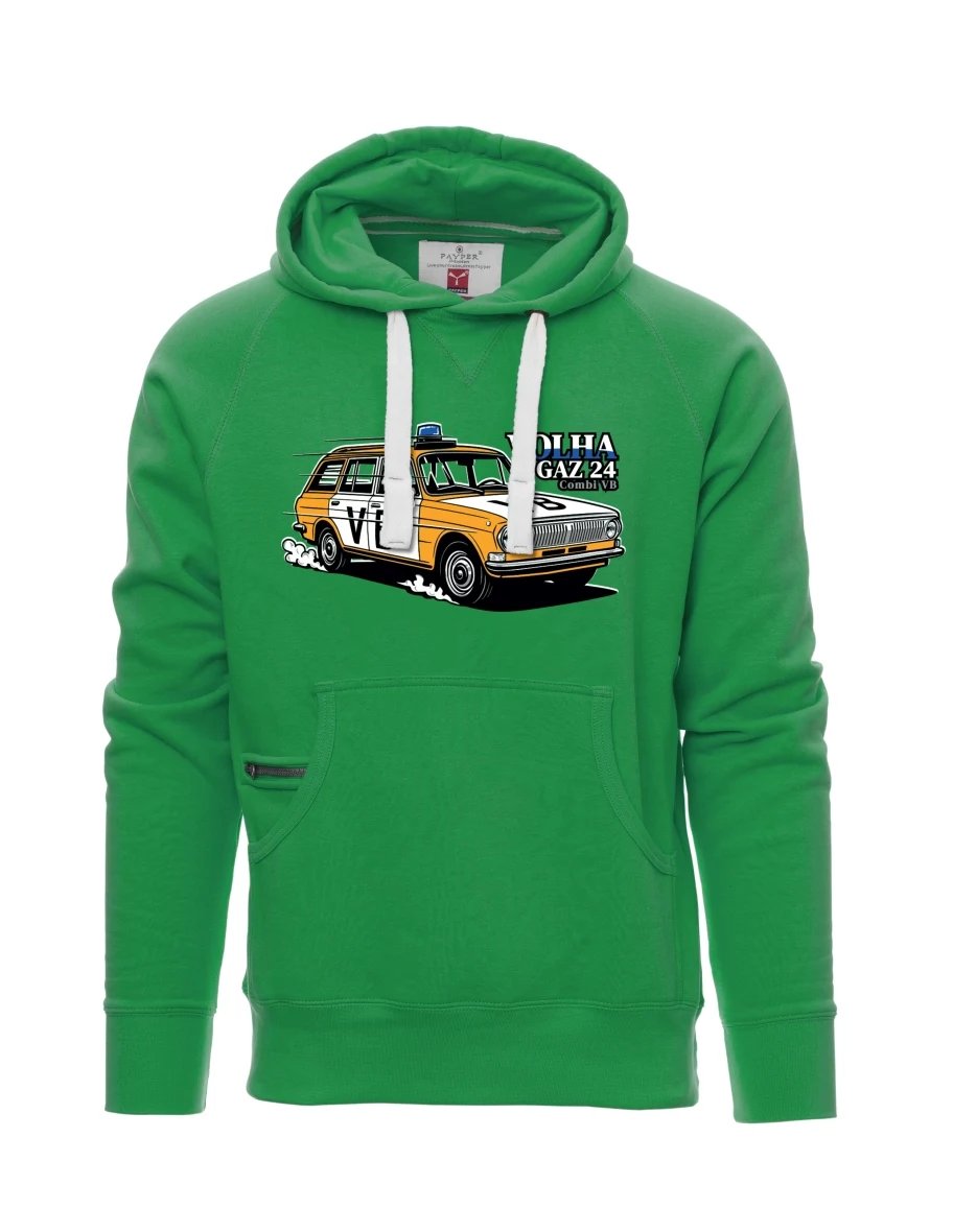 Zelená pánská mikina Automobil Volha GAZ 24 VB