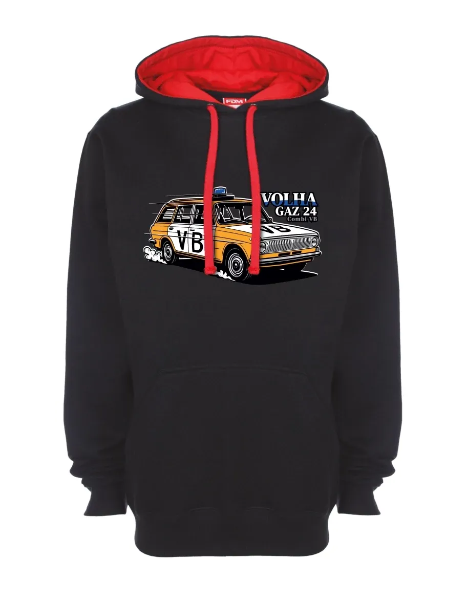 Červeno-černá mikina Automobil Volha GAZ 24 VB