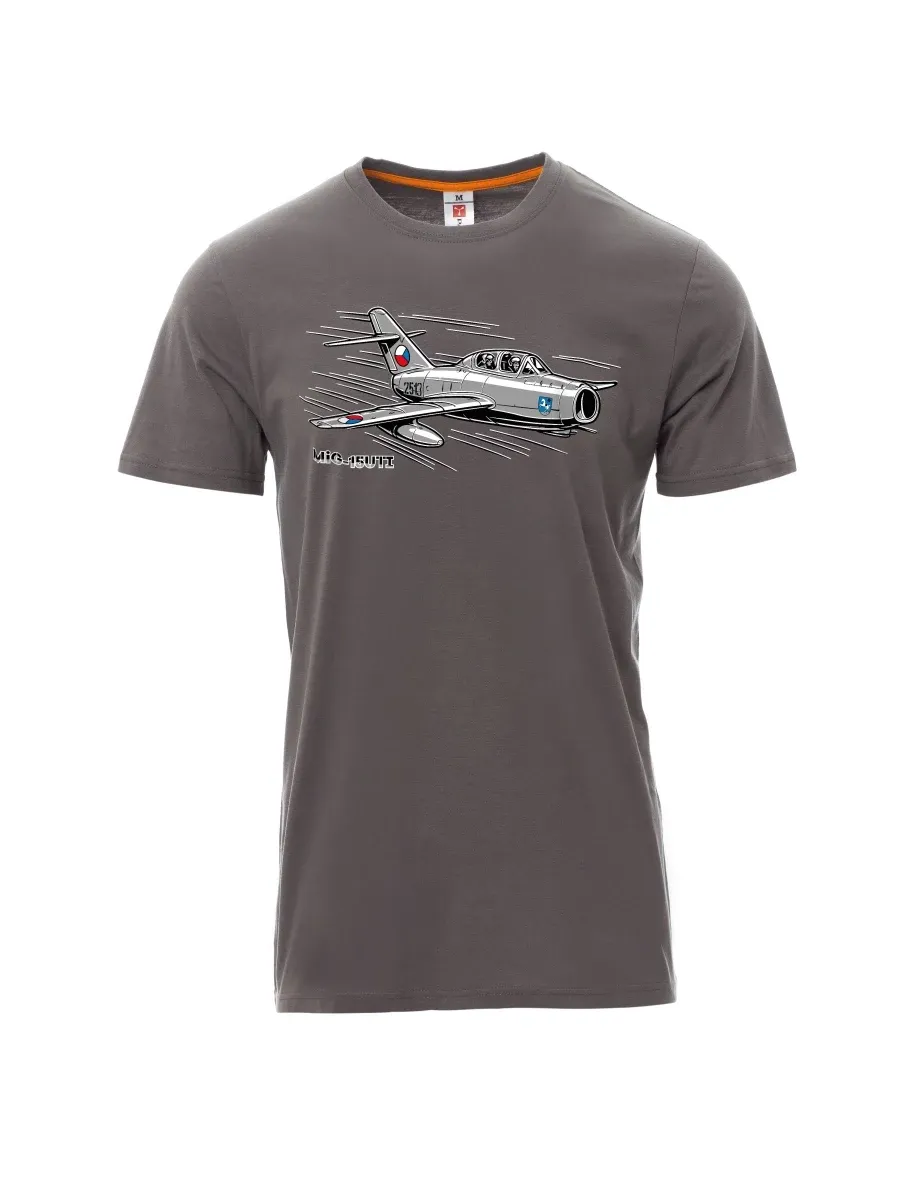 Šedé pánské tričko Letadlo MiG-15UTI