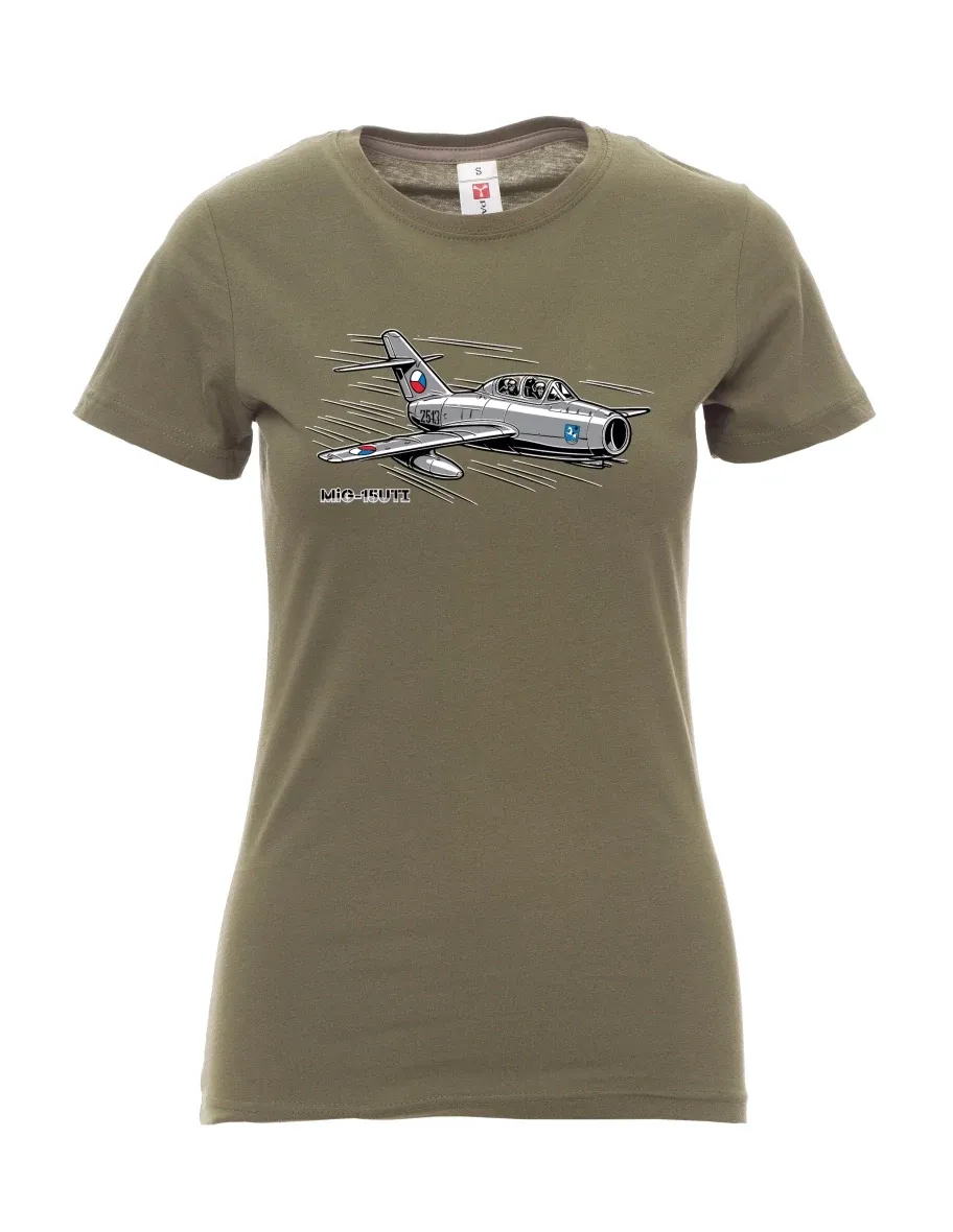 Khaki dámské tričko Letadlo MiG-15UTI