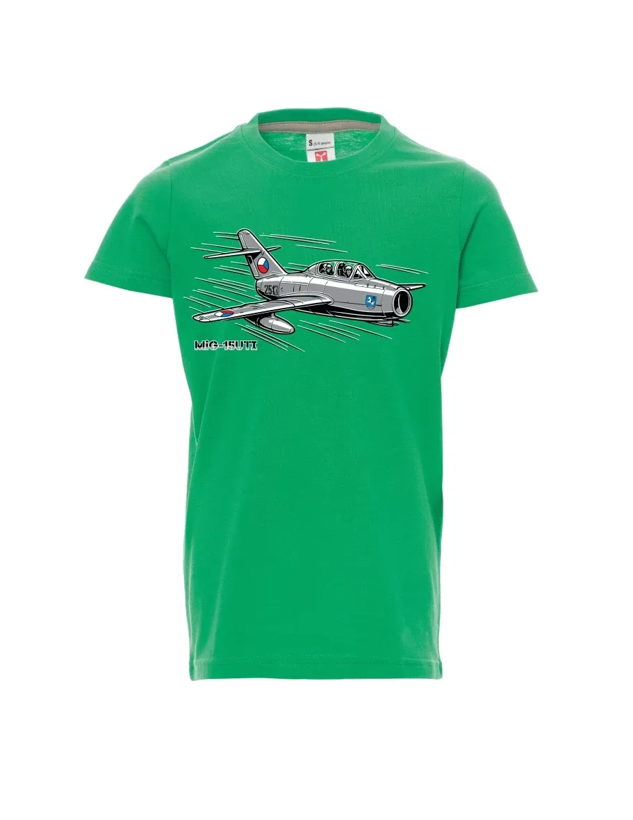 Zelené dětské tričko Letadlo MiG-15UTI
