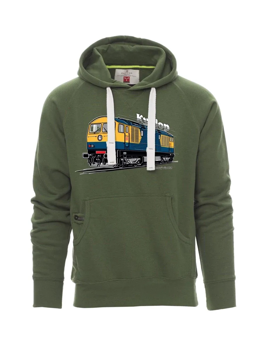 Tmavě zelená pánská mikina Motorový vůz 759 „Kyklop“