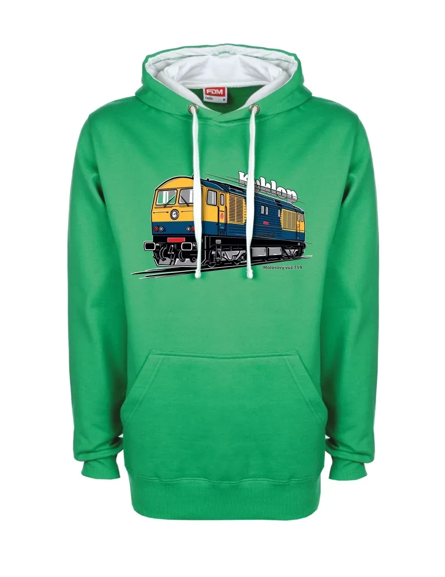 Bílo-zelená mikina Motorový vůz 759 „Kyklop“