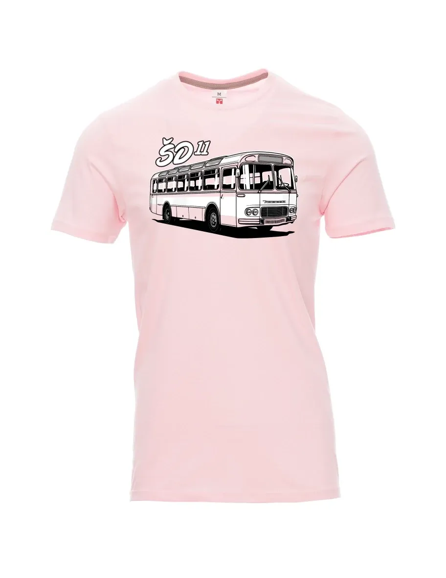 Světle růžové pánské tričko Autobus ŠD 11