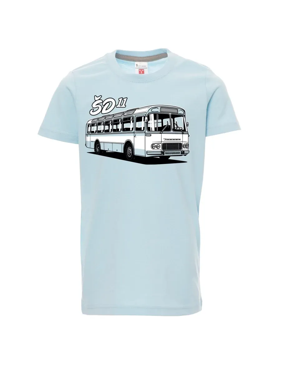 Bledě modré dětské tričko Autobus ŠD 11