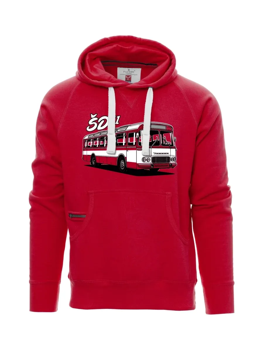 Červená pánská mikina Autobus ŠD 11