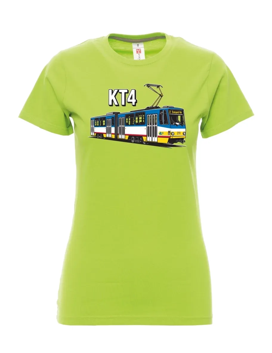 Limetkové dámské tričko Tramvaj KT4