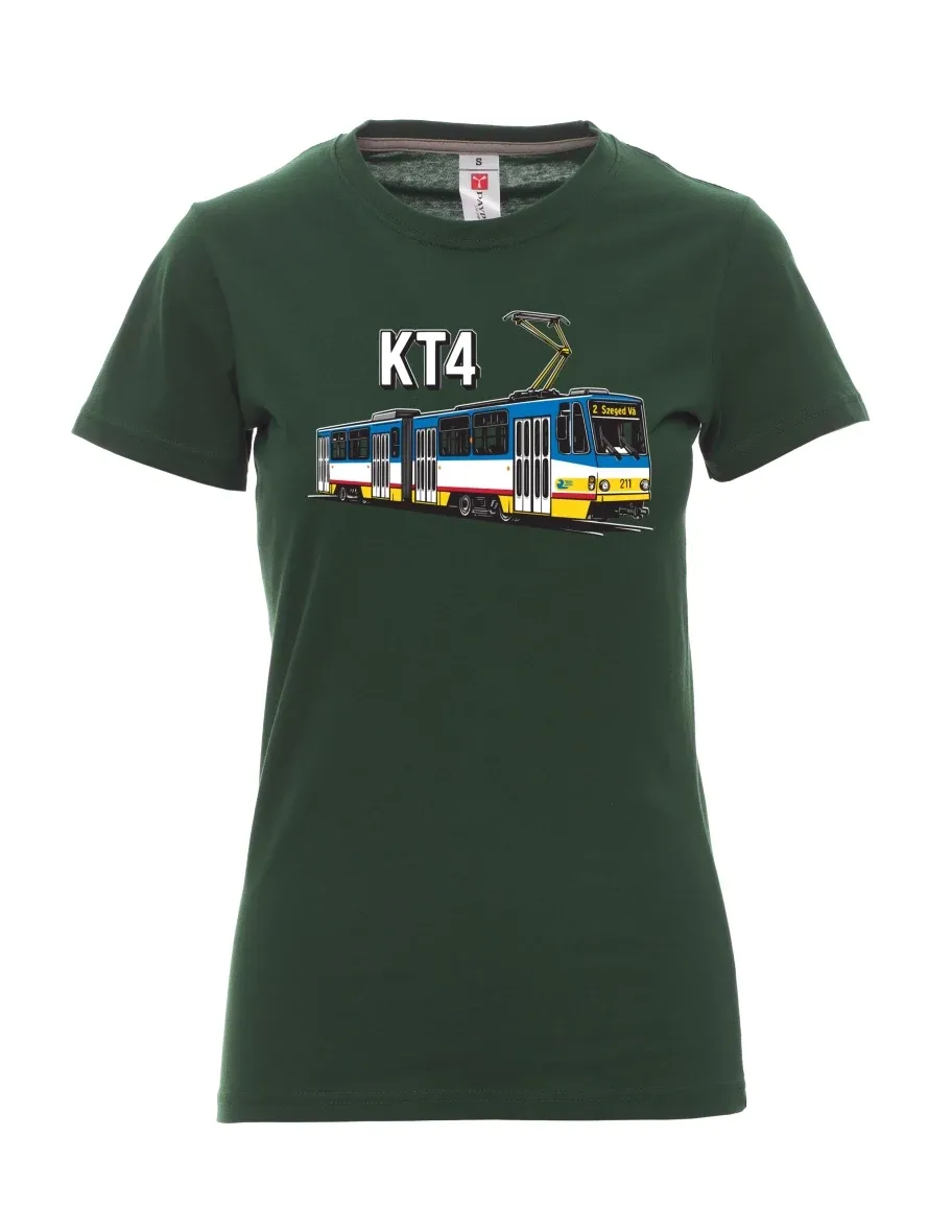 Tmavě zelené dámské tričko Tramvaj KT4