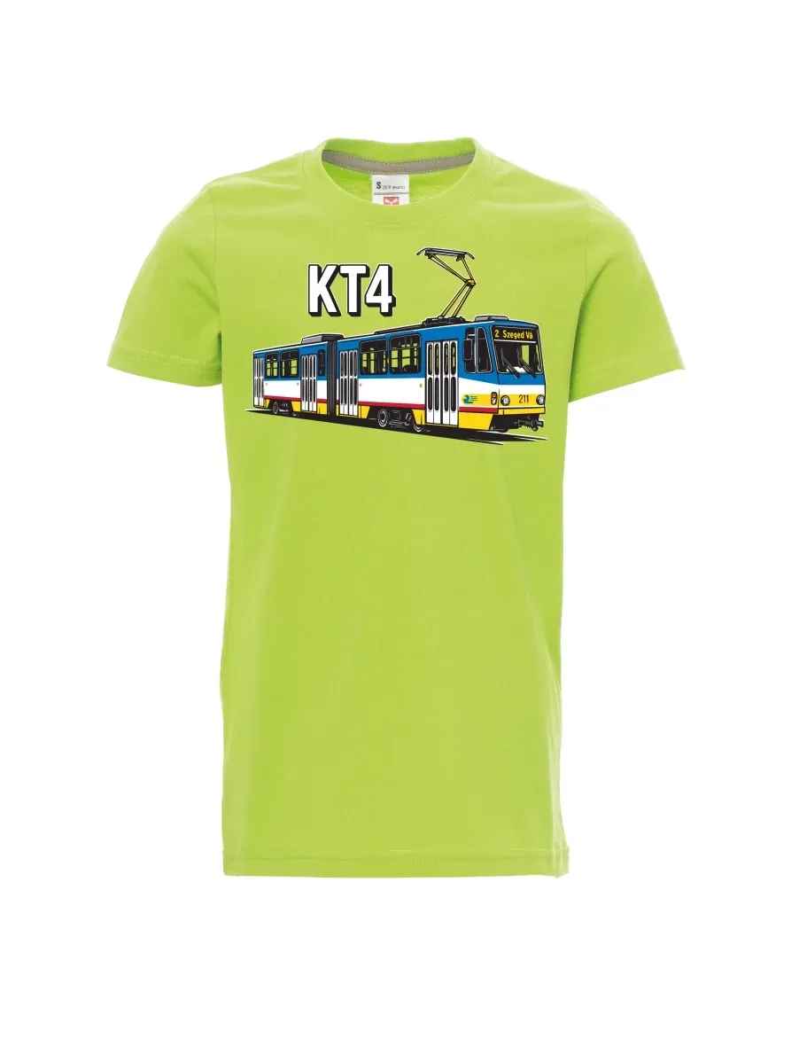 Světle zelené dětské tričko Tramvaj KT4