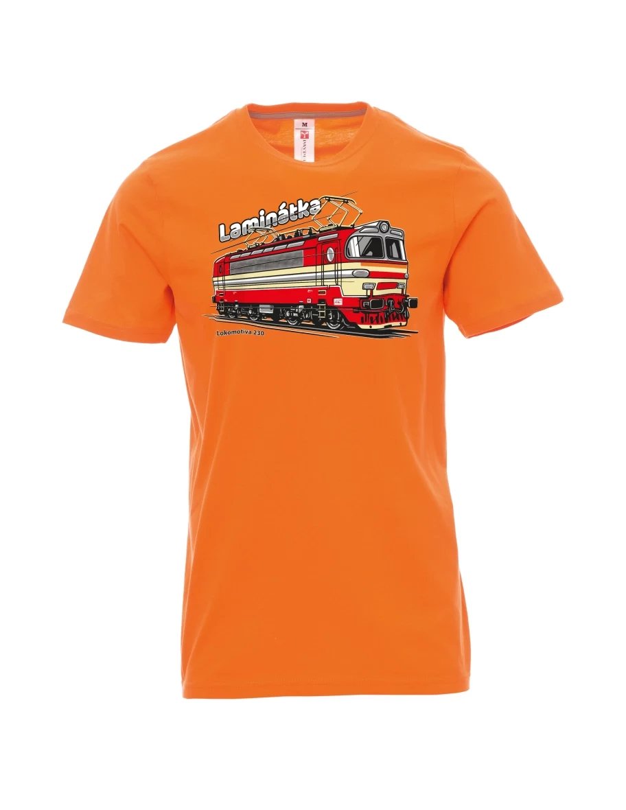Oranžové pánské tričko Lokomotiva 230 „Laminátka“