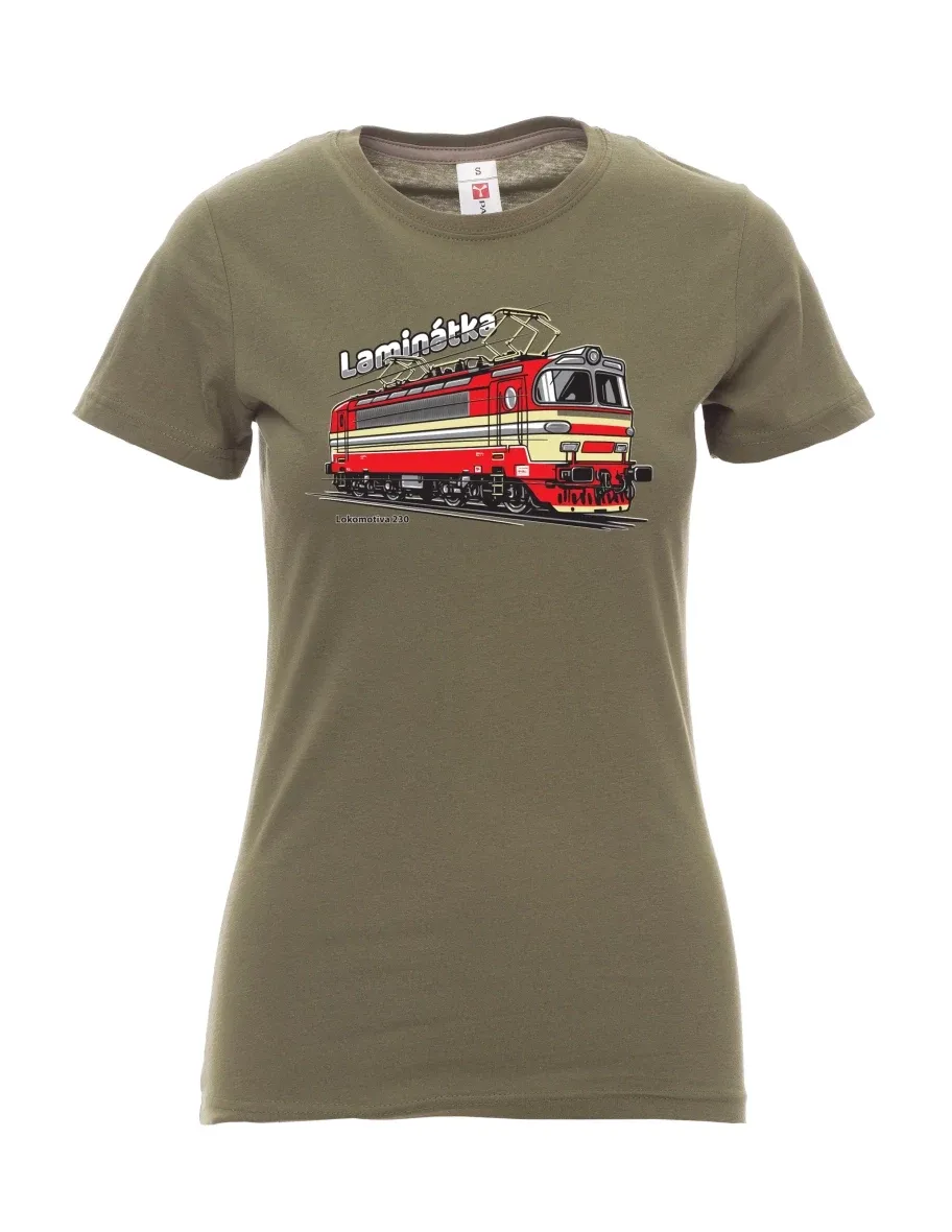 Khaki dámské tričko Lokomotiva 230 „Laminátka“