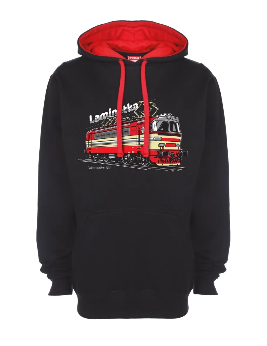 Červeno-černá mikina Lokomotiva 230 „Laminátka“