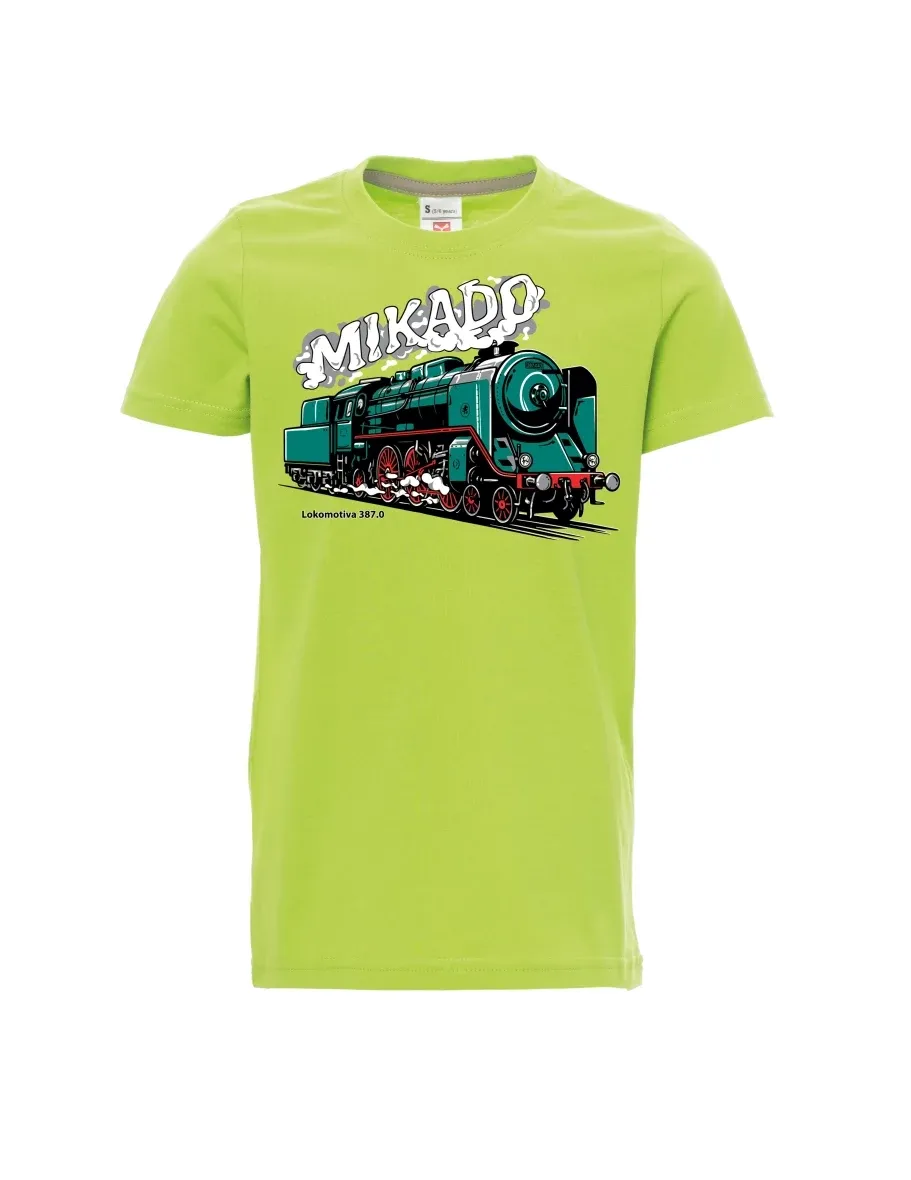 Světle zelené dětské tričko Lokomotiva 387.0 „MIKADO“