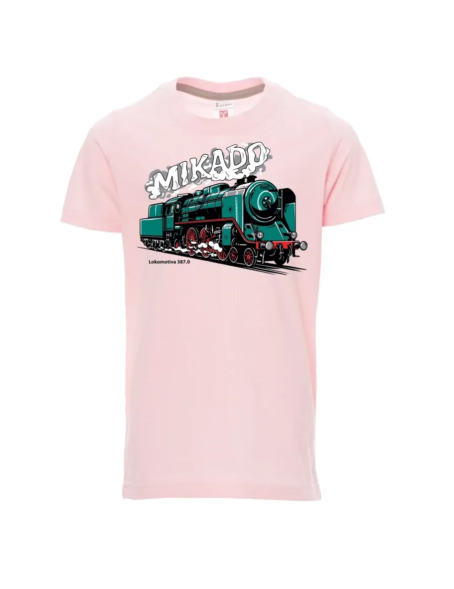 Světle růžové dětské tričko Lokomotiva 387.0 „MIKADO“