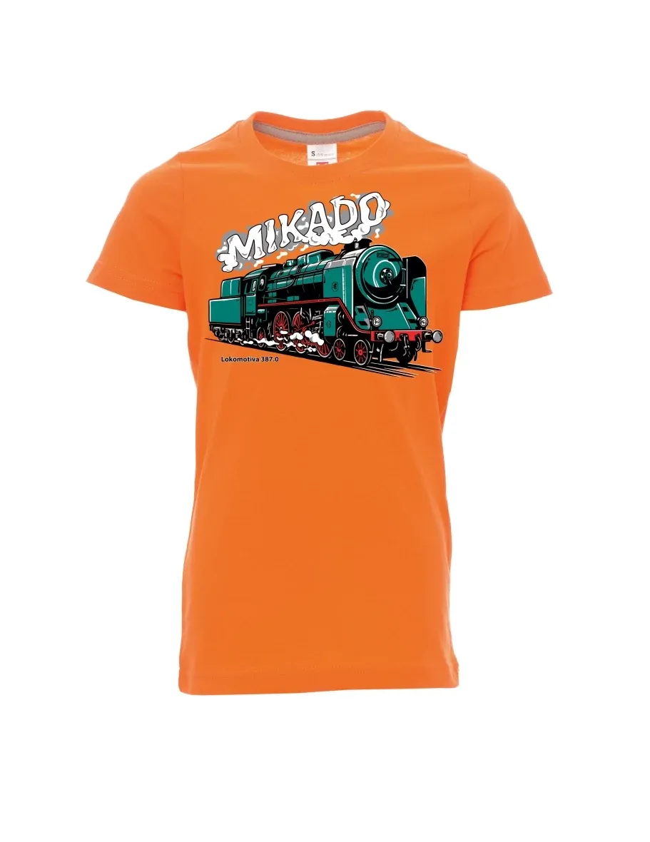 Oranžové dětské tričko Lokomotiva 387.0 „MIKADO“