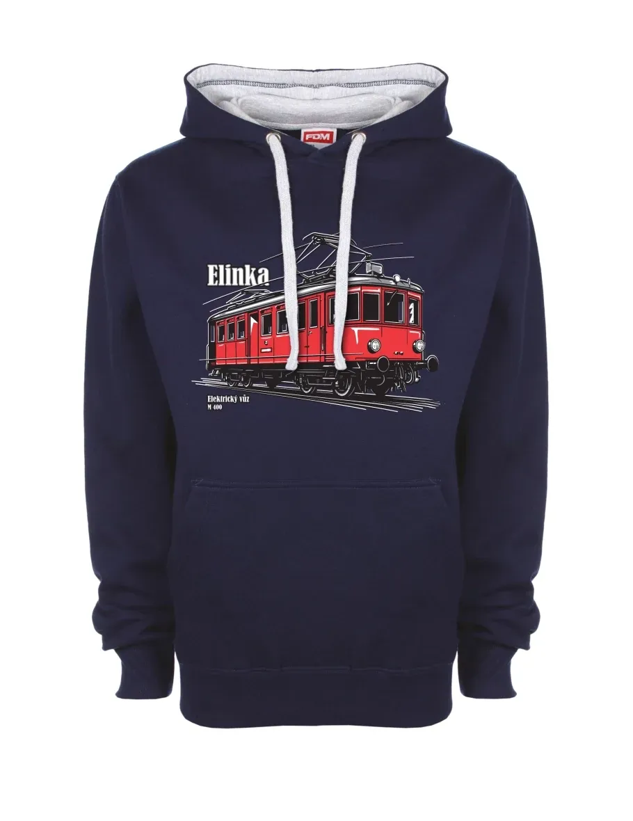 Šedo-námořnická mikina Elektrický vůz M 400 „Elinka“