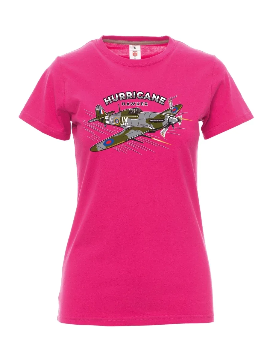 Růžové dámské tričko Letadlo Hurricane Hawker