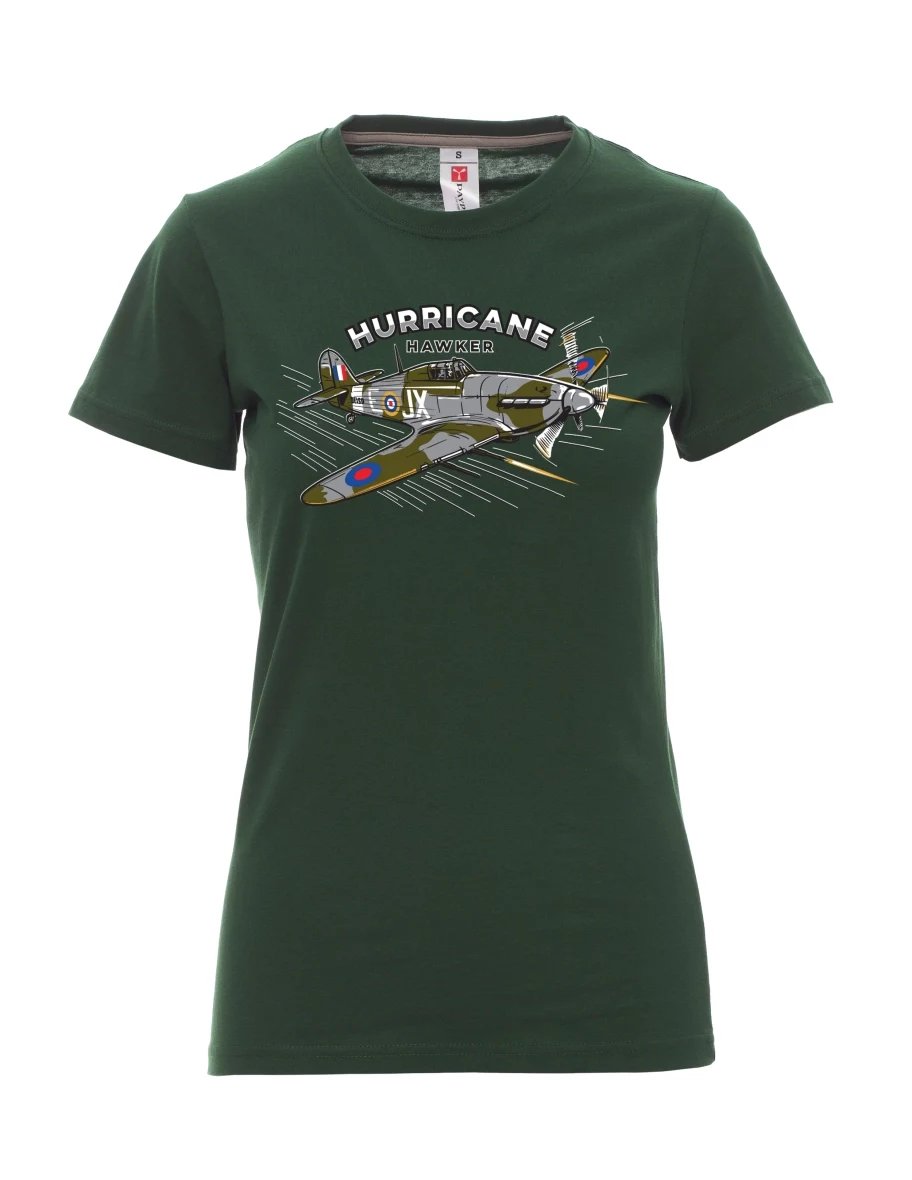 Tmavě zelené dámské tričko Letadlo Hurricane Hawker