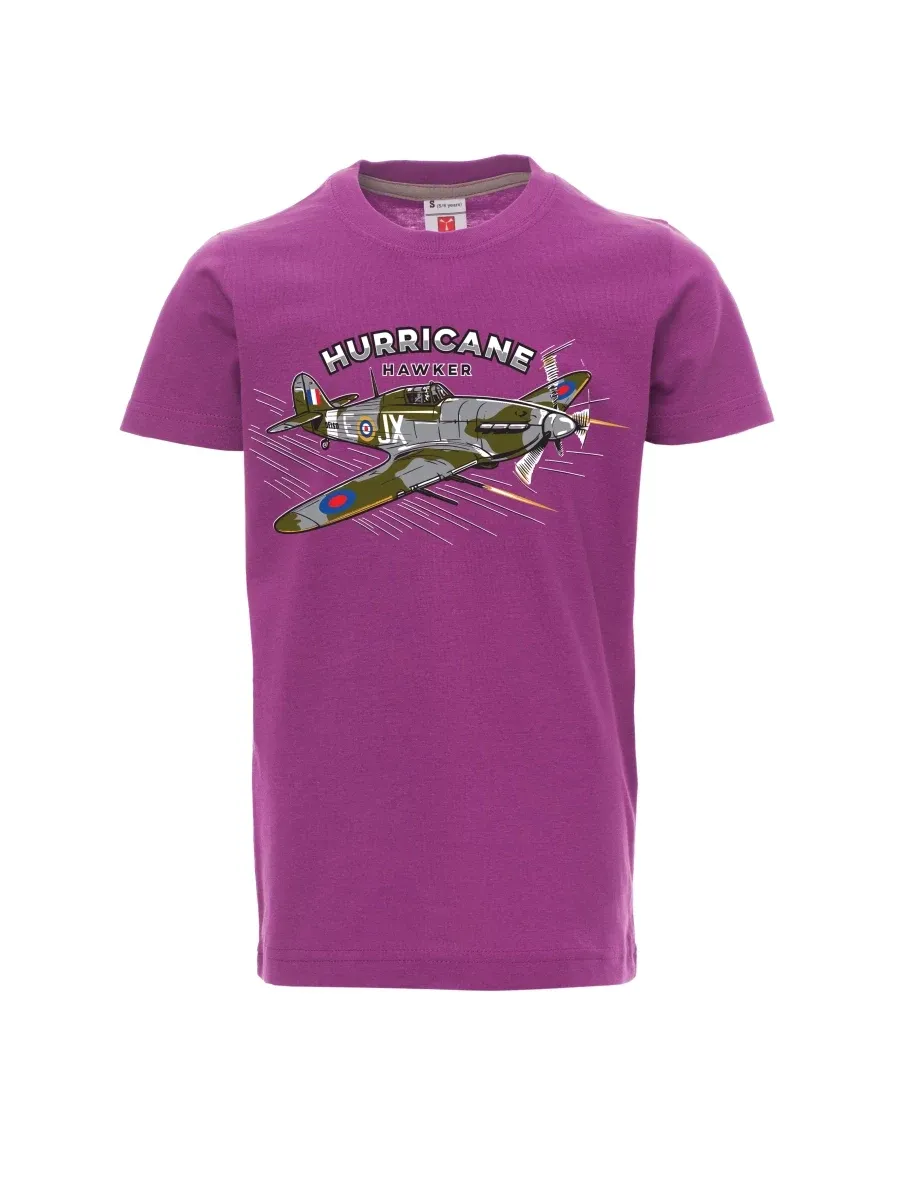 Fialové dětské tričko Letadlo Hurricane Hawker