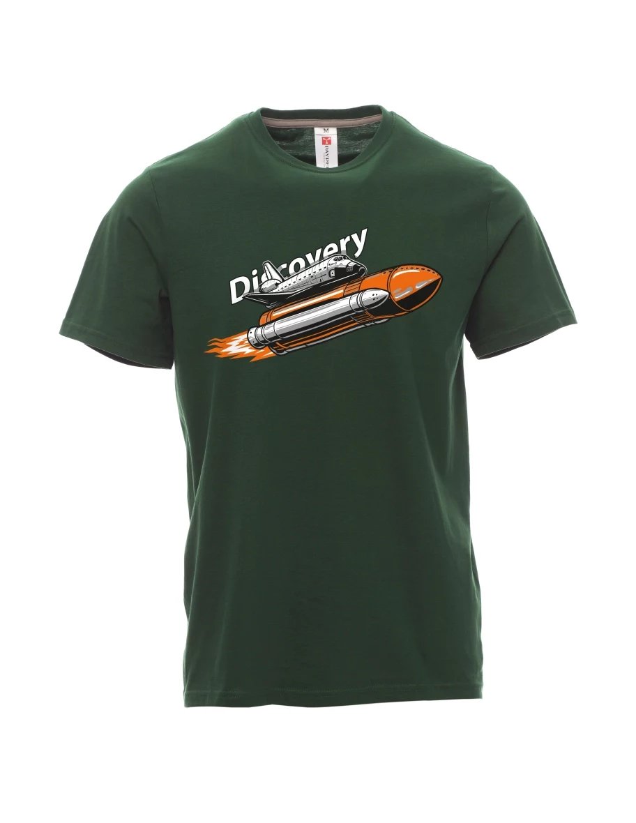 Tmavě zelené pánské tričko Raketoplán Discovery