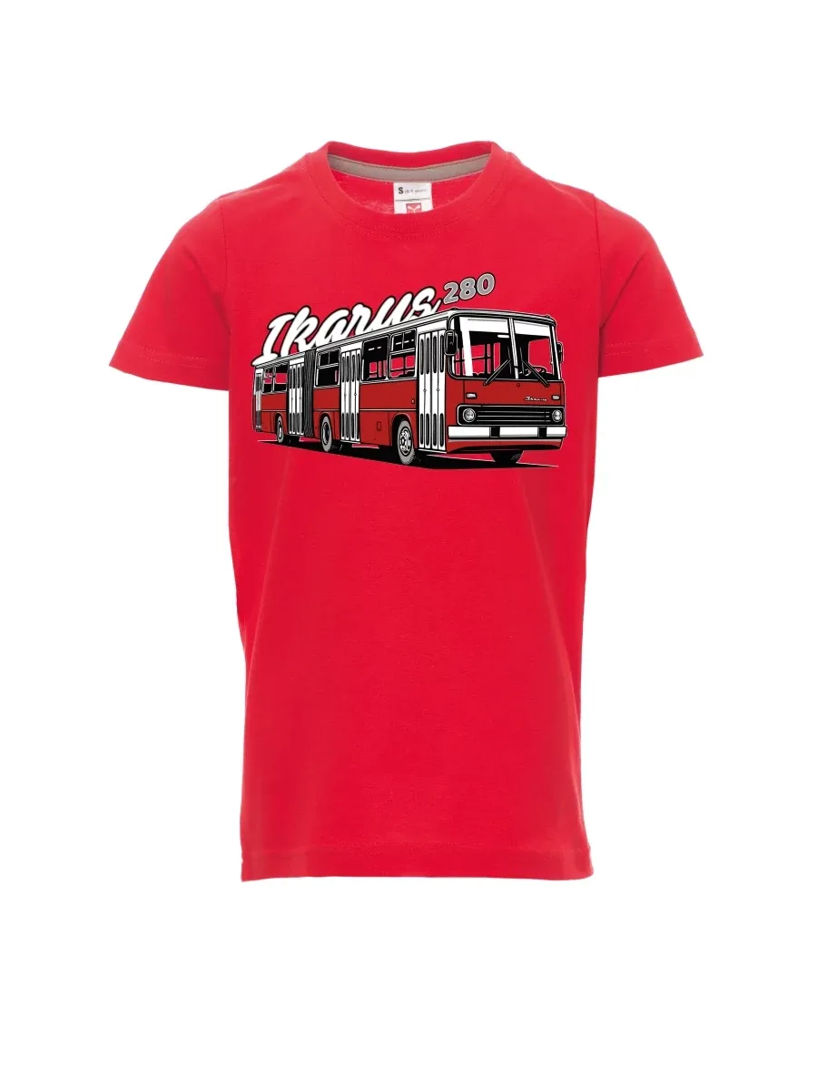 Červené dětské tričko Autobus Ikarus 280