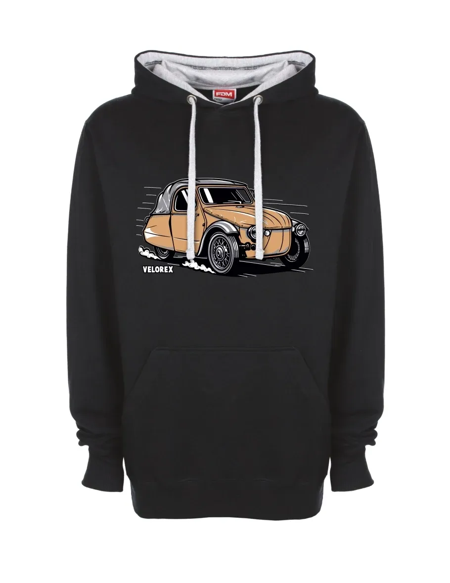 Šedo-černá mikina Automobil Velorex