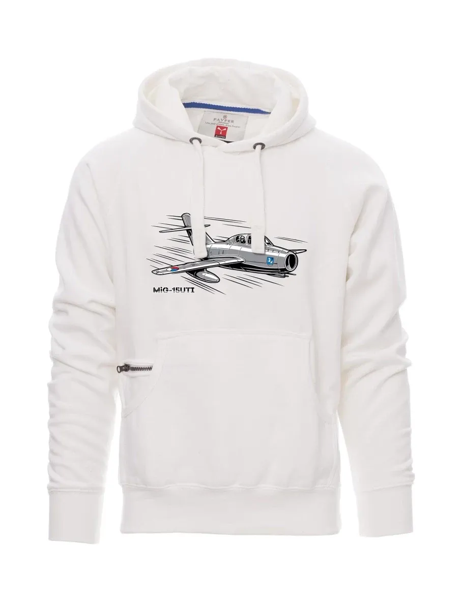 Bílá pánská mikina Letadlo MiG-15UTI