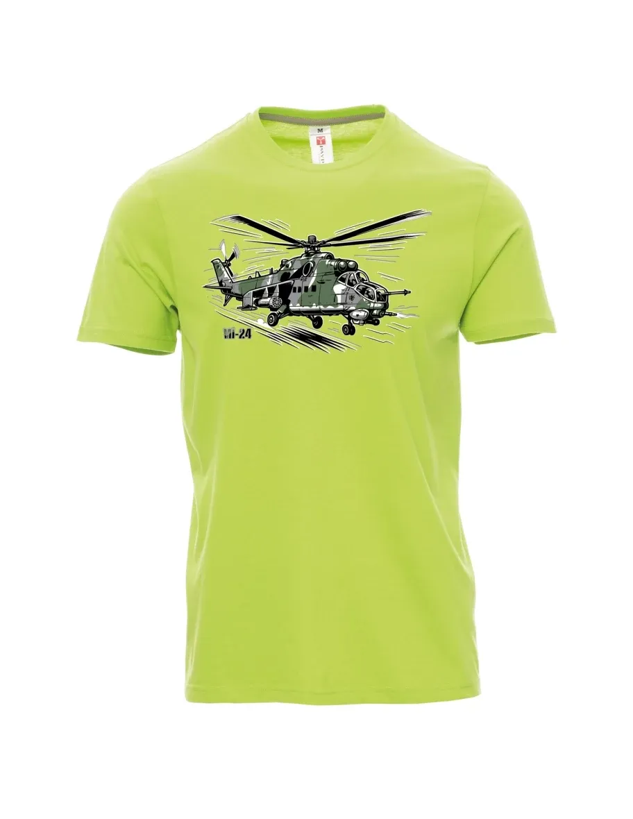 Světle zelené pánské tričko Vrtulník Mi-24