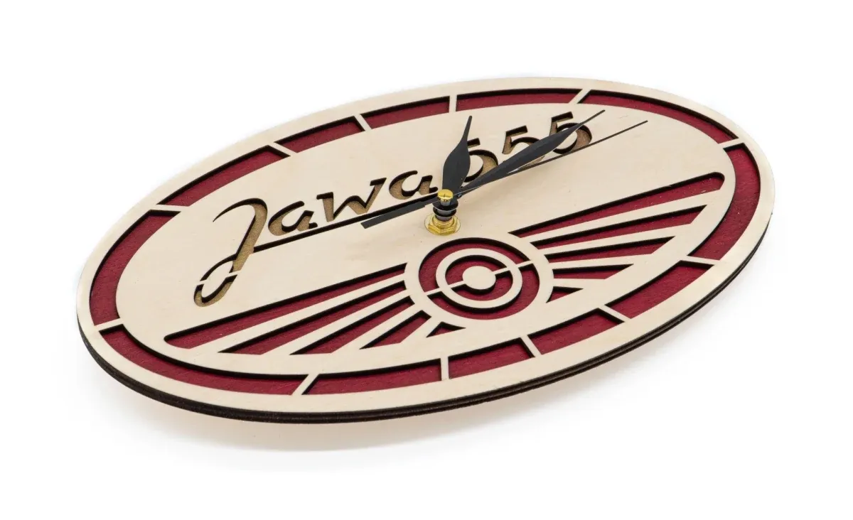 Dřevěné hodiny Logo Jawa 555