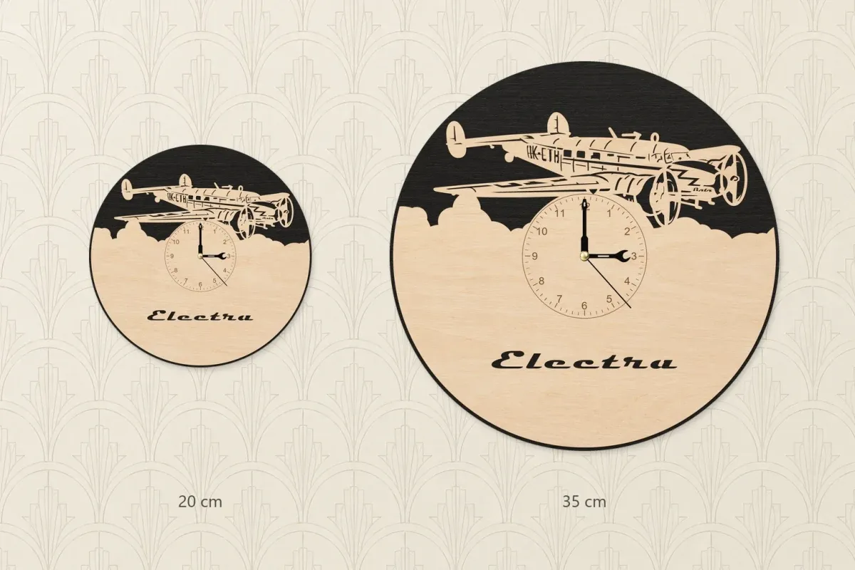 Dřevěné hodiny s motivem Letadlo L-10 Electra