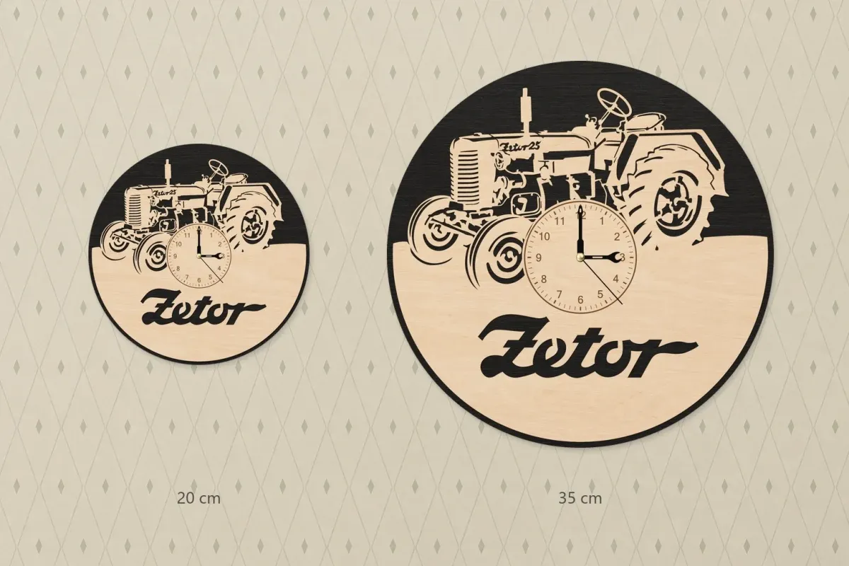 Dřevěné hodiny s motivem Traktor 25