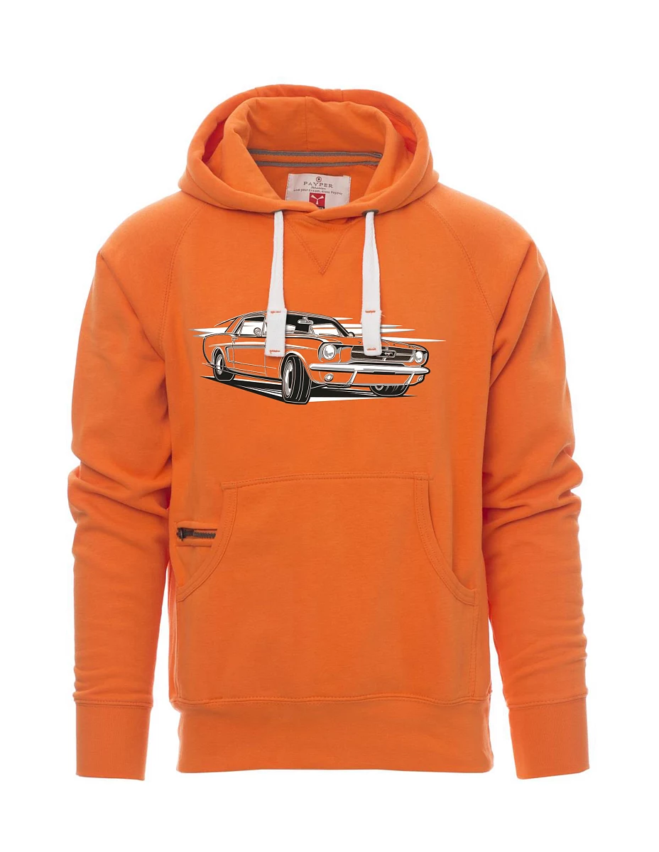 Oranžová pánská mikina s mustangem