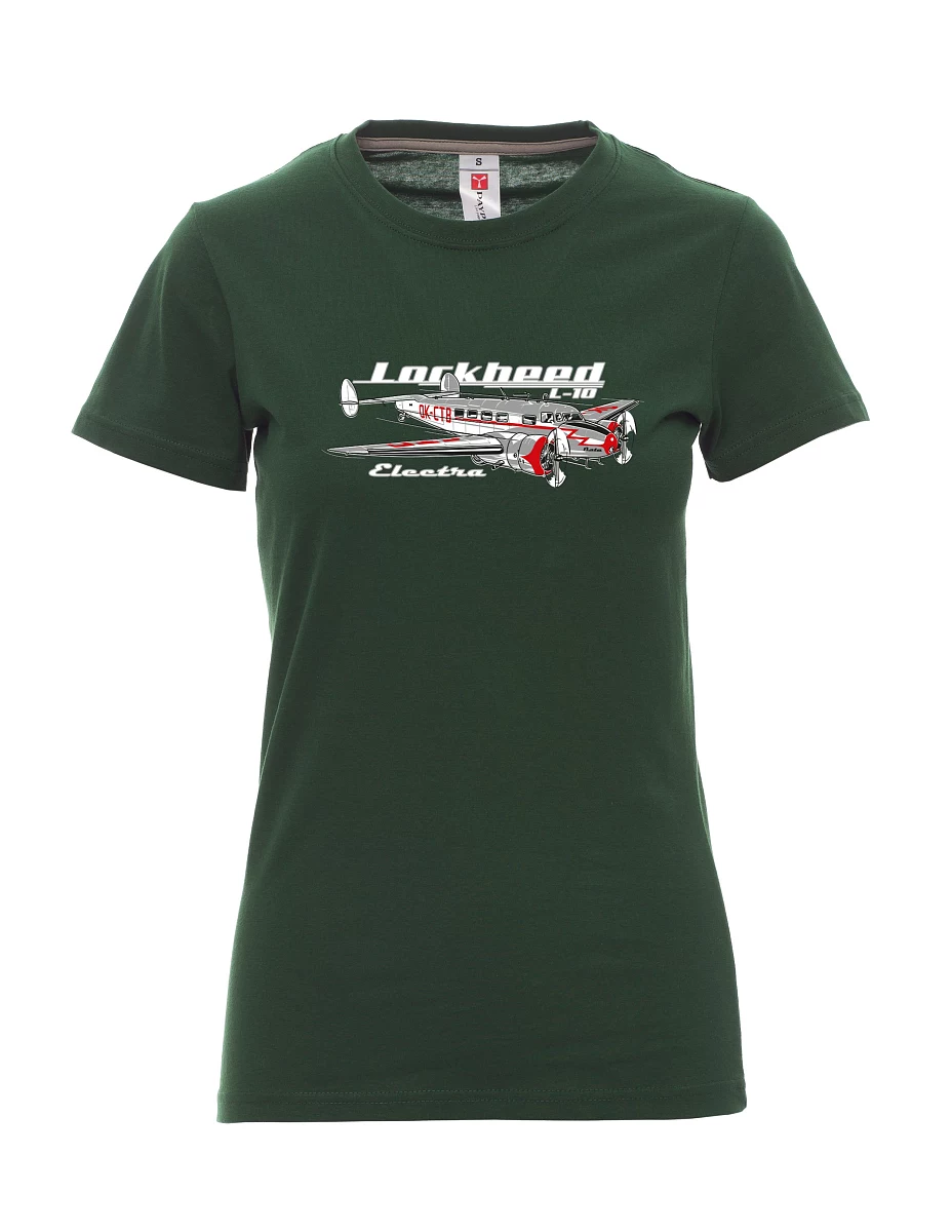 Tmavě zelené dámské tričko Lockheed L-10 Electra
