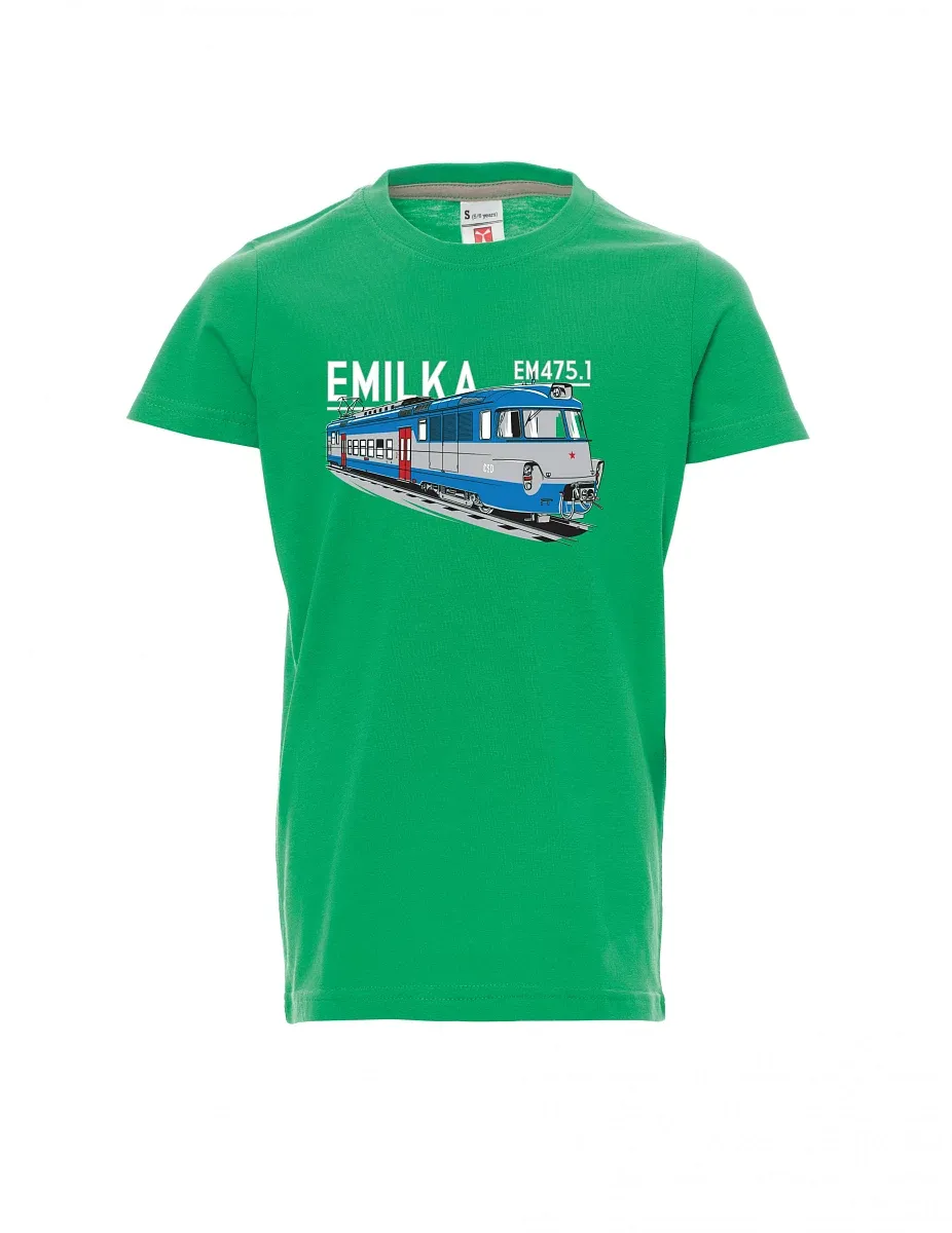 Zelené dětské tričko Elektrické jednotky 475.1 "Emilka"