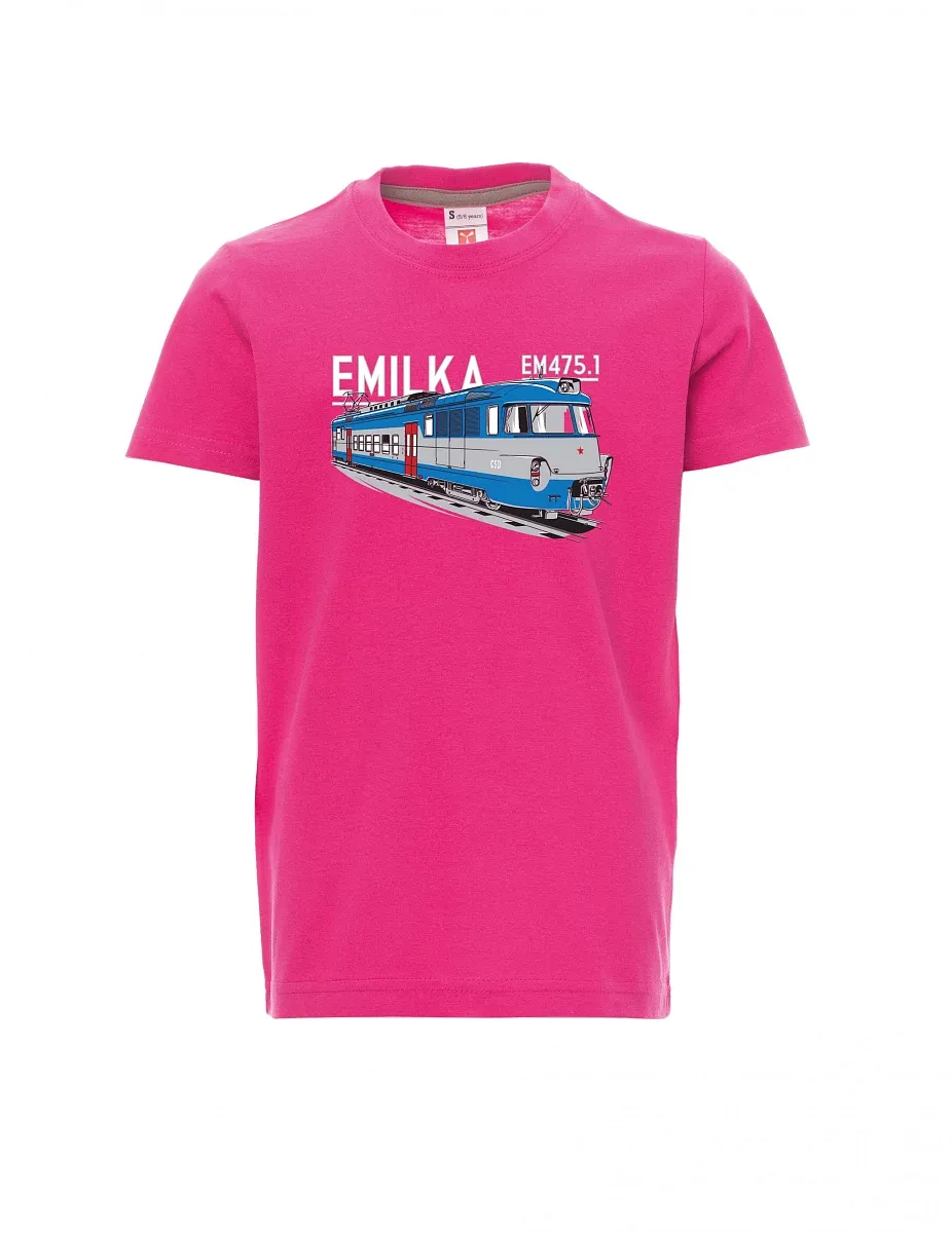 Růžové dětské tričko Elektrické jednotky 475.1 "Emilka"