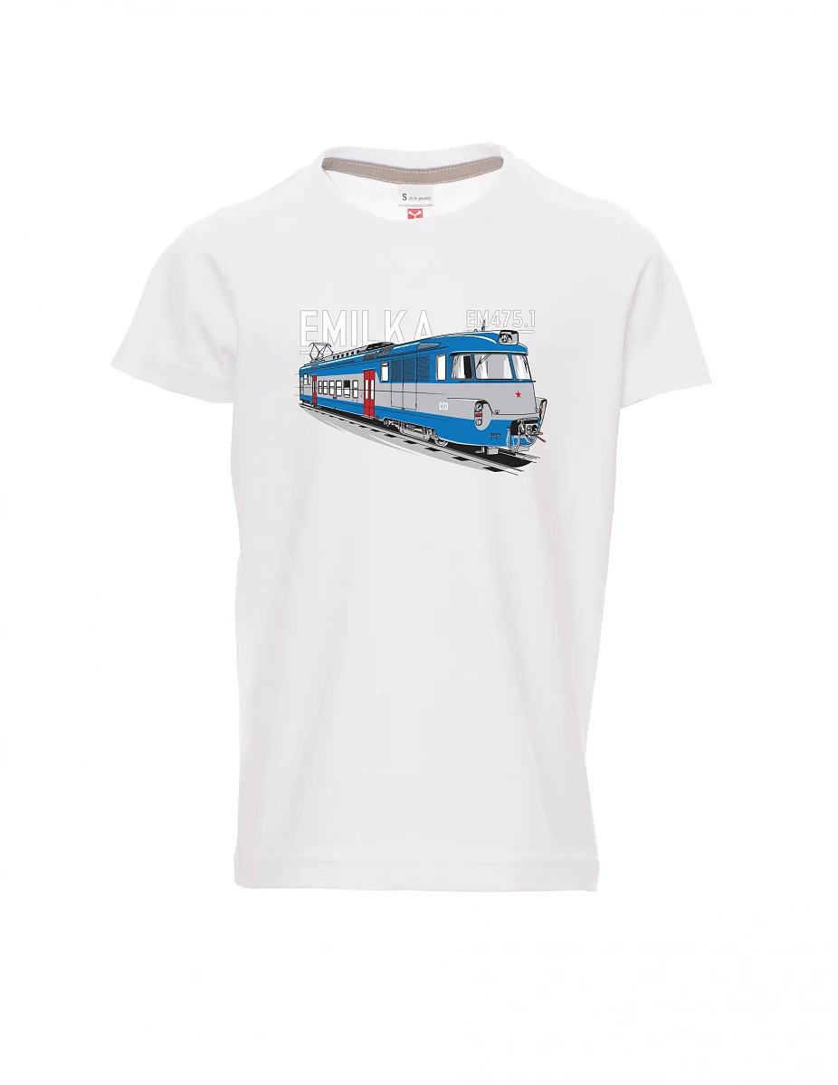 Bílé dětské tričko Elektrické jednotky 475.1 "Emilka"